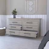 32" Light Gray Six Drawer Double Dresser - Homeroots - Flyclothing LLC