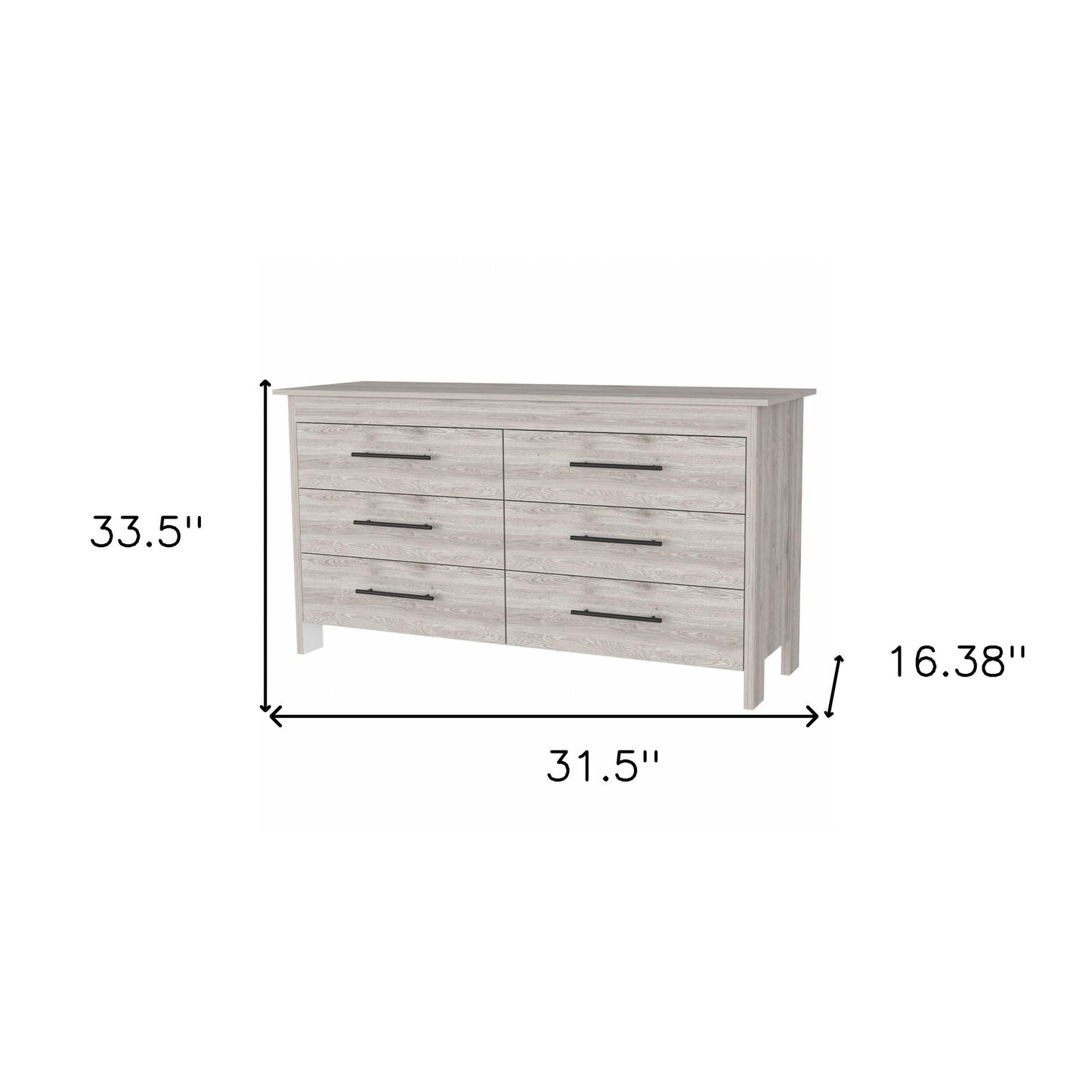 32" Light Gray Six Drawer Double Dresser - Homeroots - Flyclothing LLC