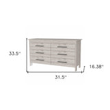32" Light Gray Six Drawer Double Dresser - Homeroots - Flyclothing LLC