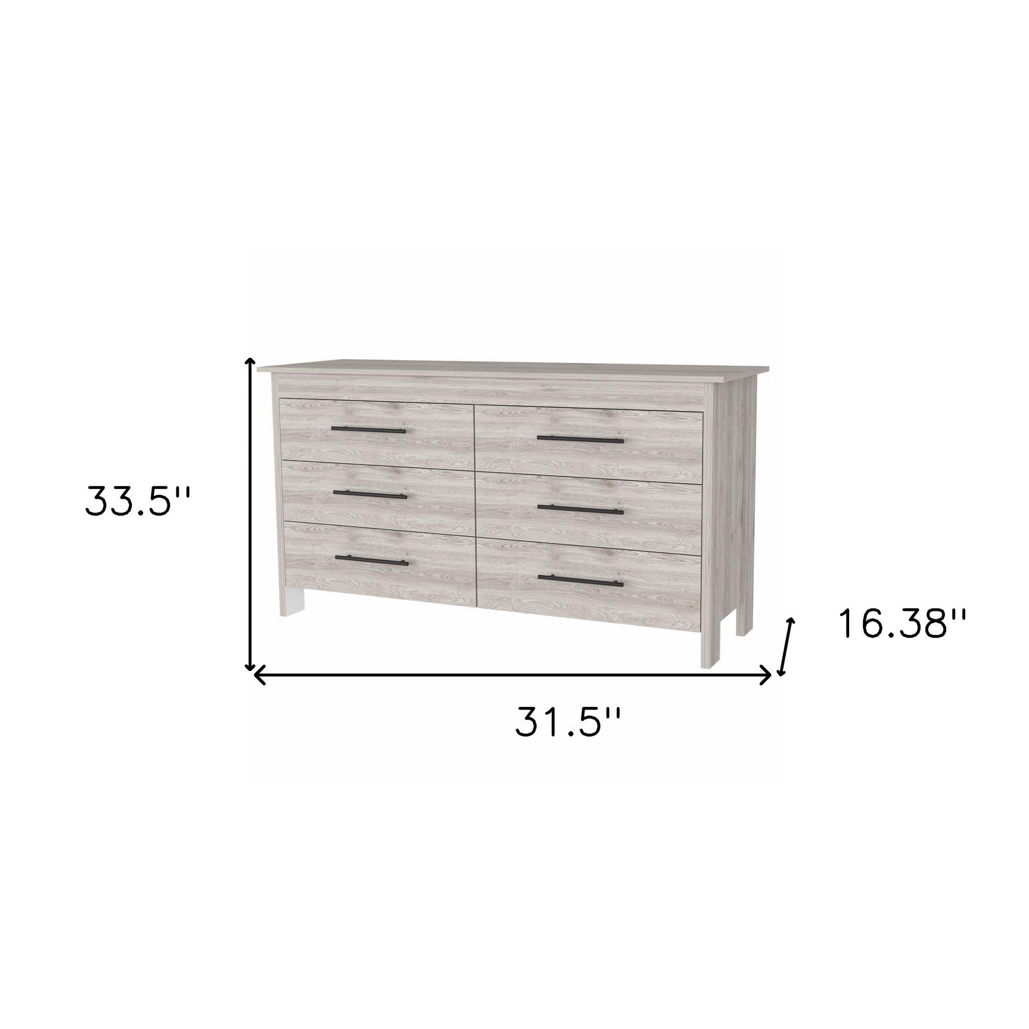 32" Light Gray Six Drawer Double Dresser - Homeroots - Flyclothing LLC
