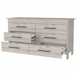 32" Light Gray Six Drawer Double Dresser - Homeroots - Flyclothing LLC