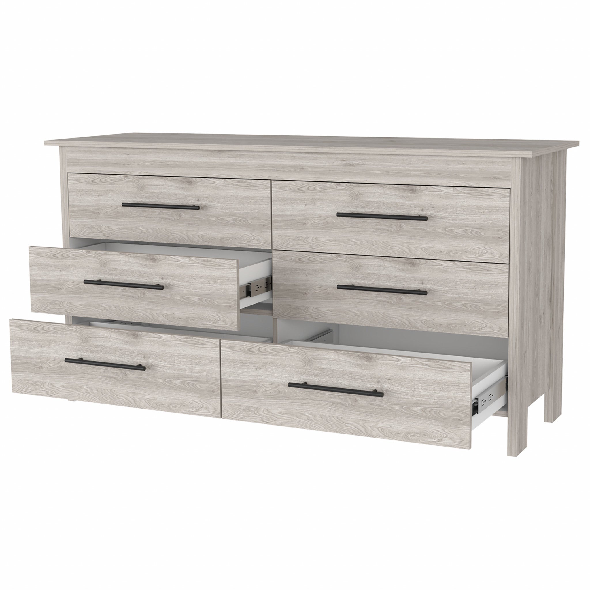 32" Light Gray Six Drawer Double Dresser - Homeroots - Flyclothing LLC