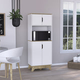 67" Light Oak and White Pantry Cabinet with Two Shelves - Homeroots - Flyclothing LLC