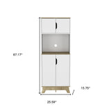 67" Light Oak and White Pantry Cabinet with Two Shelves - Homeroots - Flyclothing LLC