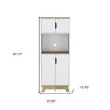 67" Light Oak and White Pantry Cabinet with Two Shelves - Homeroots - Flyclothing LLC