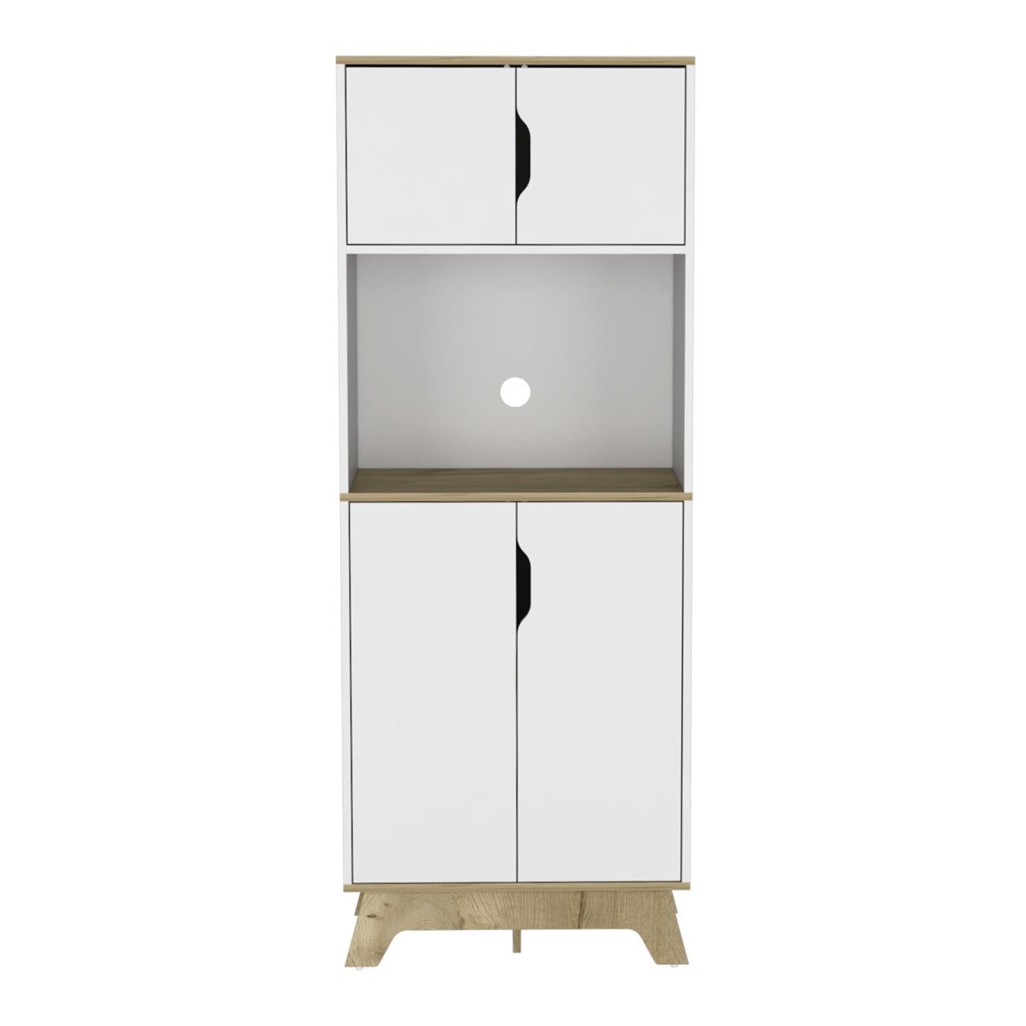 67" Light Oak and White Pantry Cabinet with Two Shelves - Homeroots - Flyclothing LLC