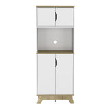 67" Light Oak and White Pantry Cabinet with Two Shelves - Homeroots - Flyclothing LLC