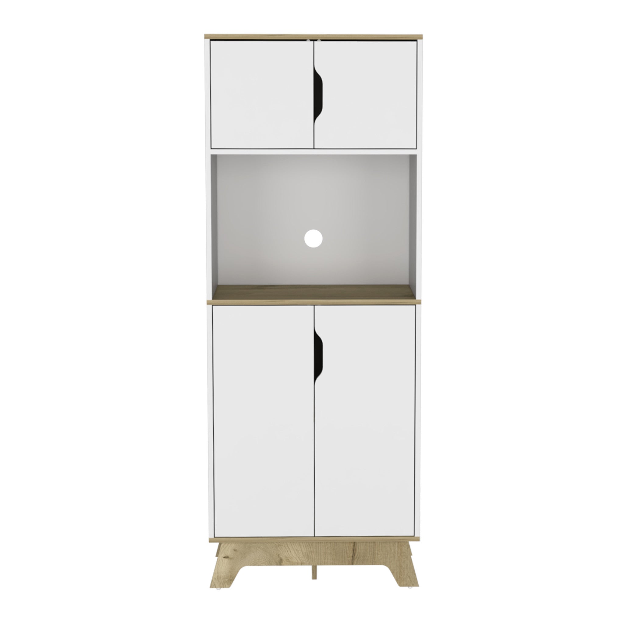 67" Light Oak and White Pantry Cabinet with Two Shelves - Homeroots - Flyclothing LLC
