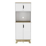 67" Light Oak and White Pantry Cabinet with Two Shelves