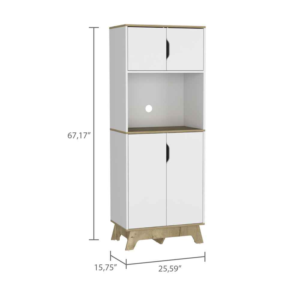 67" Light Oak and White Pantry Cabinet with Two Shelves - Homeroots - Flyclothing LLC