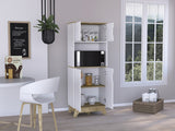 67" Light Oak and White Pantry Cabinet with Two Shelves - Homeroots - Flyclothing LLC