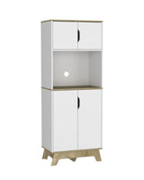 67" Light Oak and White Pantry Cabinet with Two Shelves - Homeroots - Flyclothing LLC