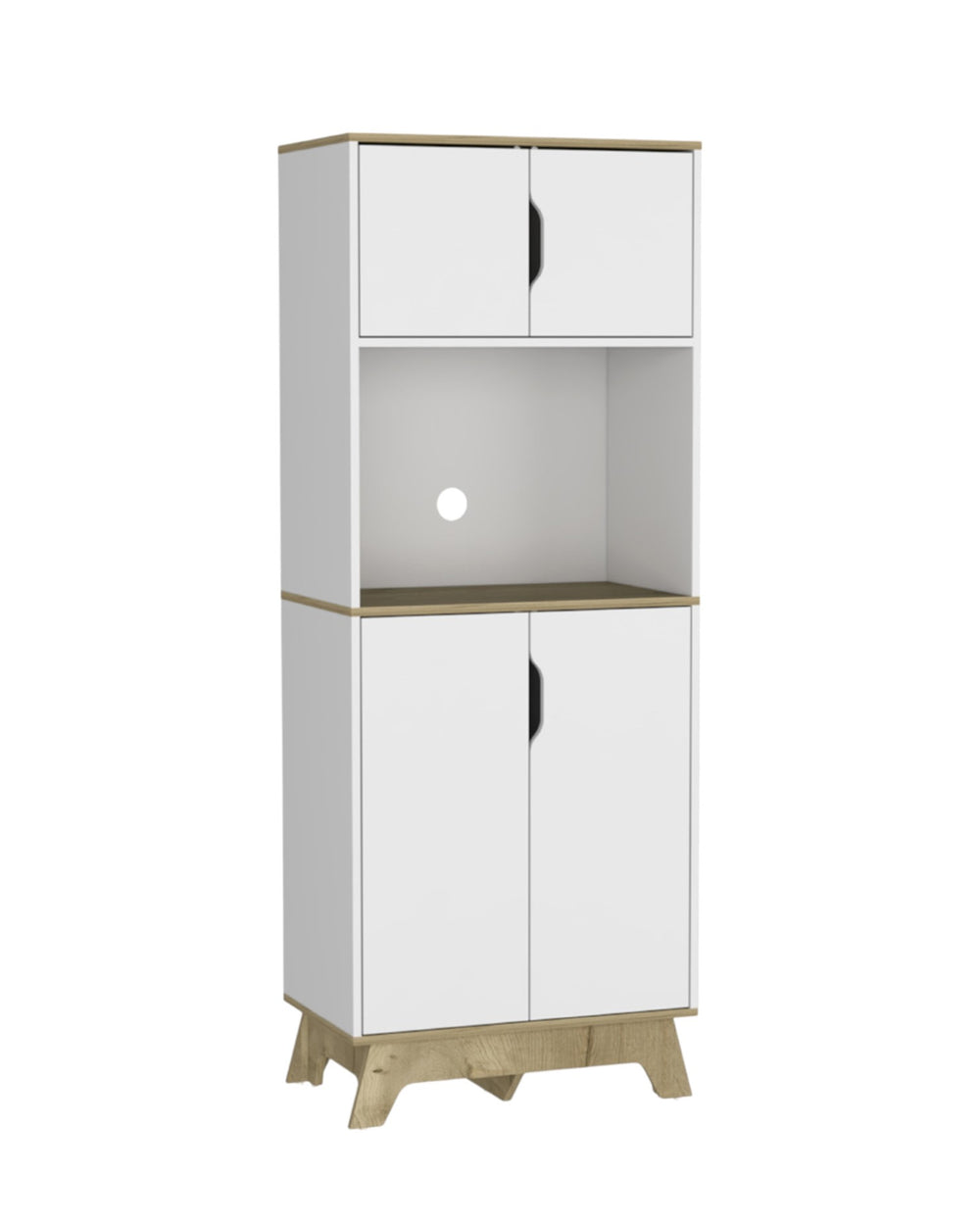 67" Light Oak and White Pantry Cabinet with Two Shelves - Homeroots - Flyclothing LLC