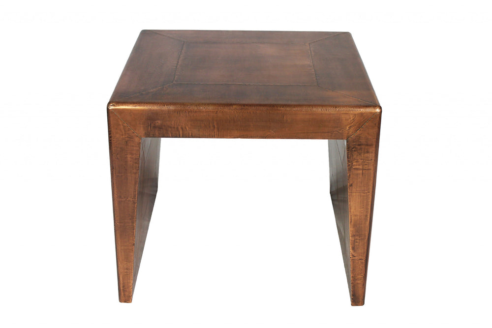 24" Copper Rustic Solid Wood Square End Table - Homeroots