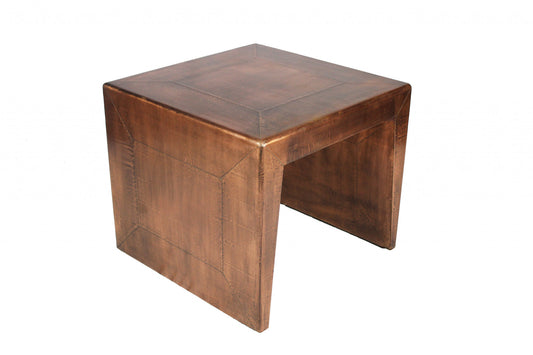 24" Copper Rustic Solid Wood Square End Table - Homeroots