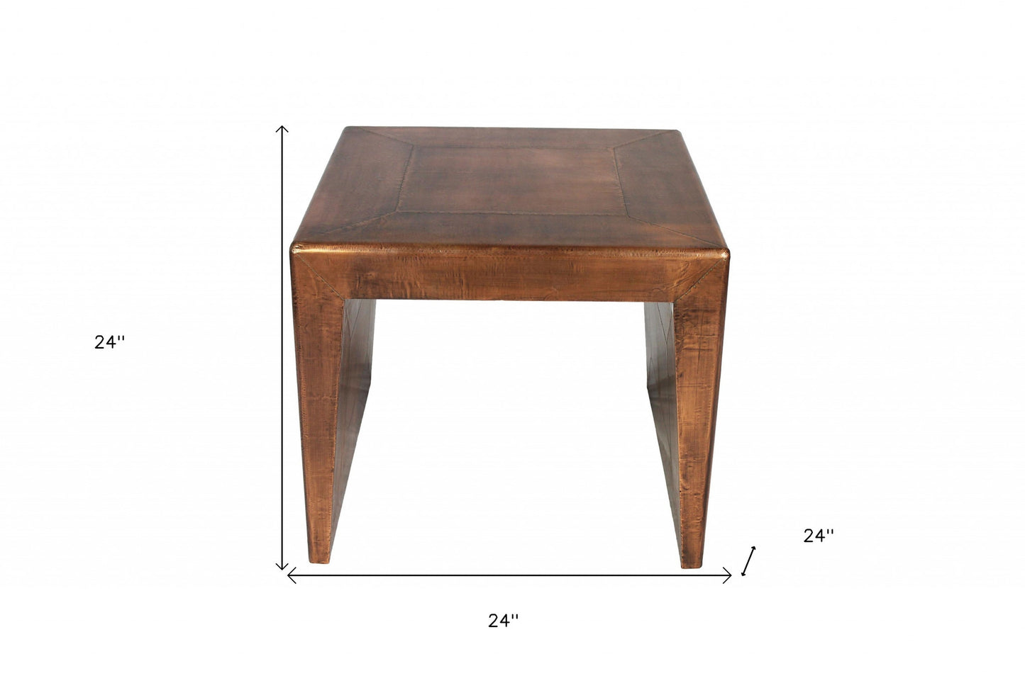 24" Copper Rustic Solid Wood Square End Table - Homeroots - Flyclothing LLC
