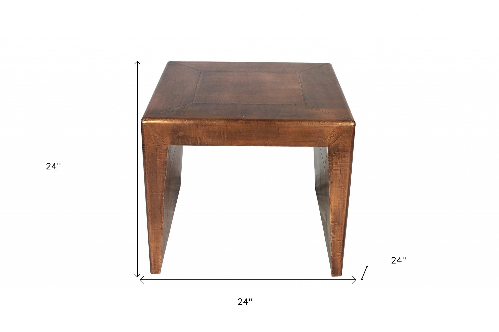 24" Copper Rustic Solid Wood Square End Table - Homeroots - Flyclothing LLC