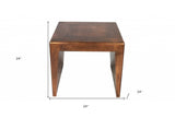 24" Copper Rustic Solid Wood Square End Table