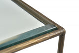 20" Bronze And Clear Glass And Iron Square End Table With Two Shelves - Homeroots