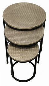 Set Of Three 19" Black And Silver Round Nested Tables - Homeroots - Flyclothing LLC
