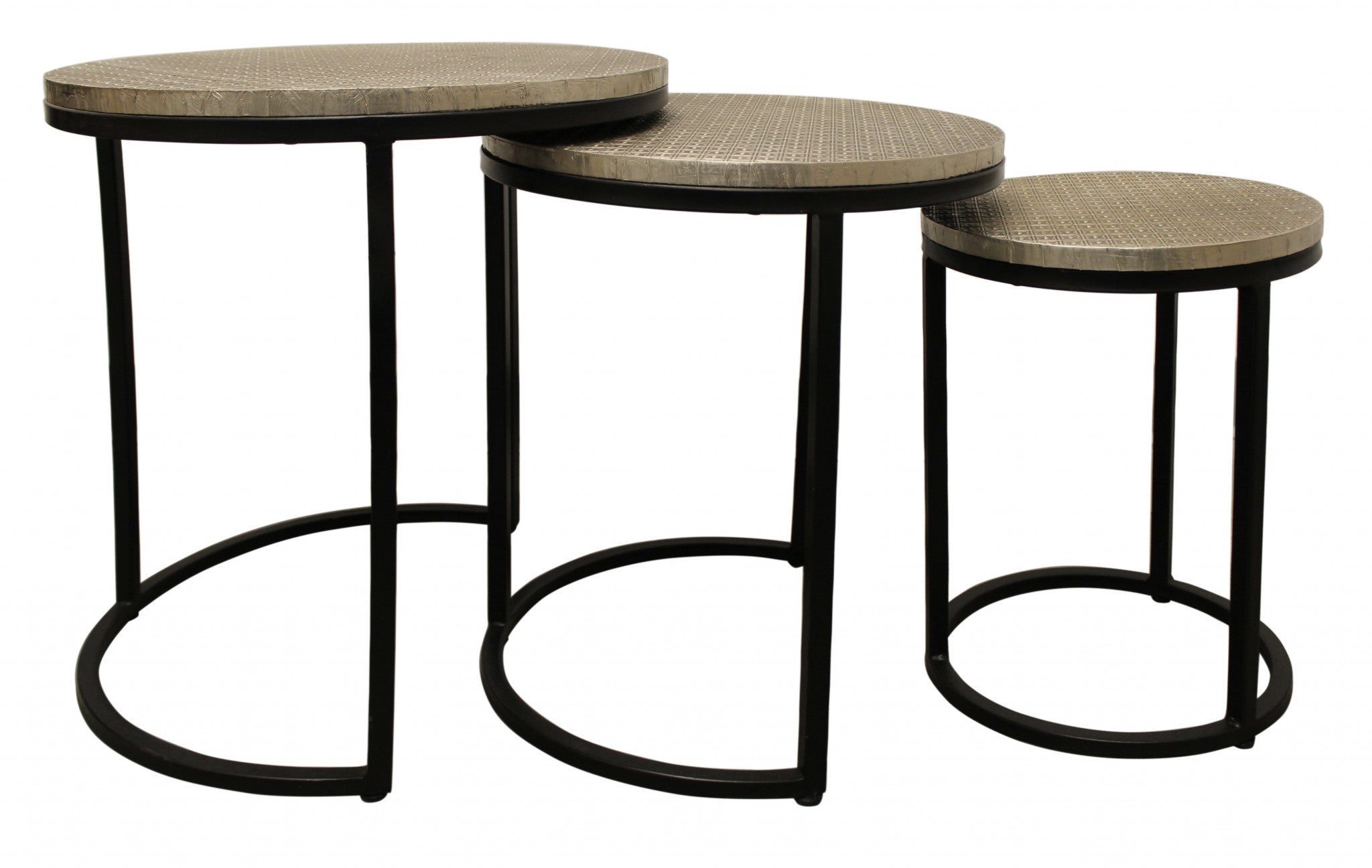 Set Of Three 19" Black And Silver Round Nested Tables - Homeroots - Flyclothing LLC