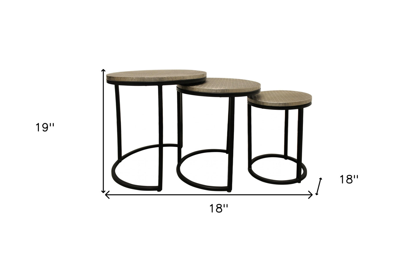 Set Of Three 19" Black And Silver Round Nested Tables - Homeroots - Flyclothing LLC