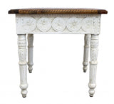 24" Ivory And Brown Solid Wood Square End Table - Homeroots