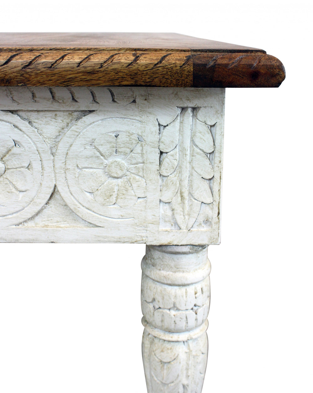 24" Ivory And Brown Solid Wood Square End Table - Homeroots - Flyclothing LLC