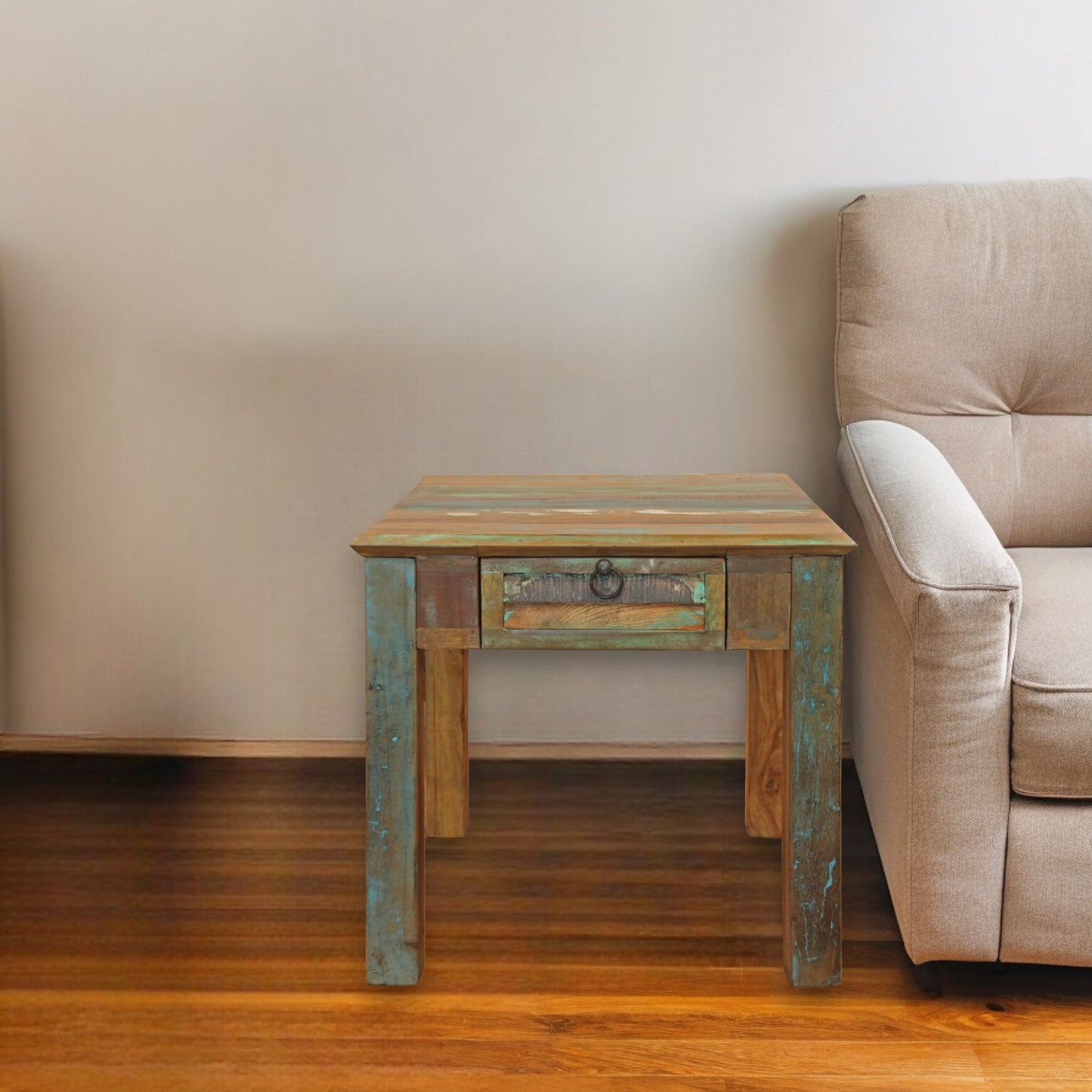 24" Brown Solid Wood Square End Table With Drawer - Homeroots - Flyclothing LLC