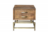 21" Brass And Brown Solid Wood And Iron Square End Table With Drawer - Homeroots - Flyclothing LLC