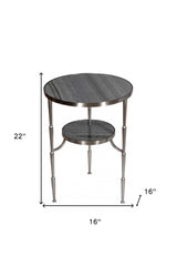 22" Nickel Marble And Iron Round End Table - Homeroots - Flyclothing LLC