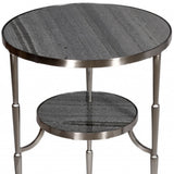 22" Nickel Marble And Iron Round End Table - Homeroots - Flyclothing LLC