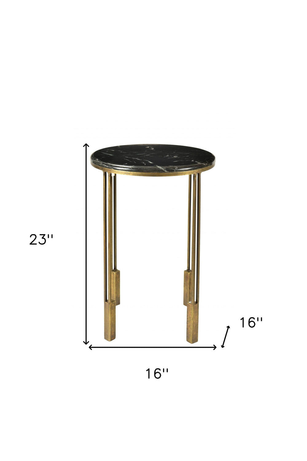 23" Gold And Black Marble And Iron Round End Table - Homeroots - Flyclothing LLC