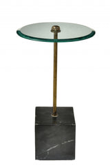 22" Black And Clear Glass Round End Table - Homeroots - Flyclothing LLC