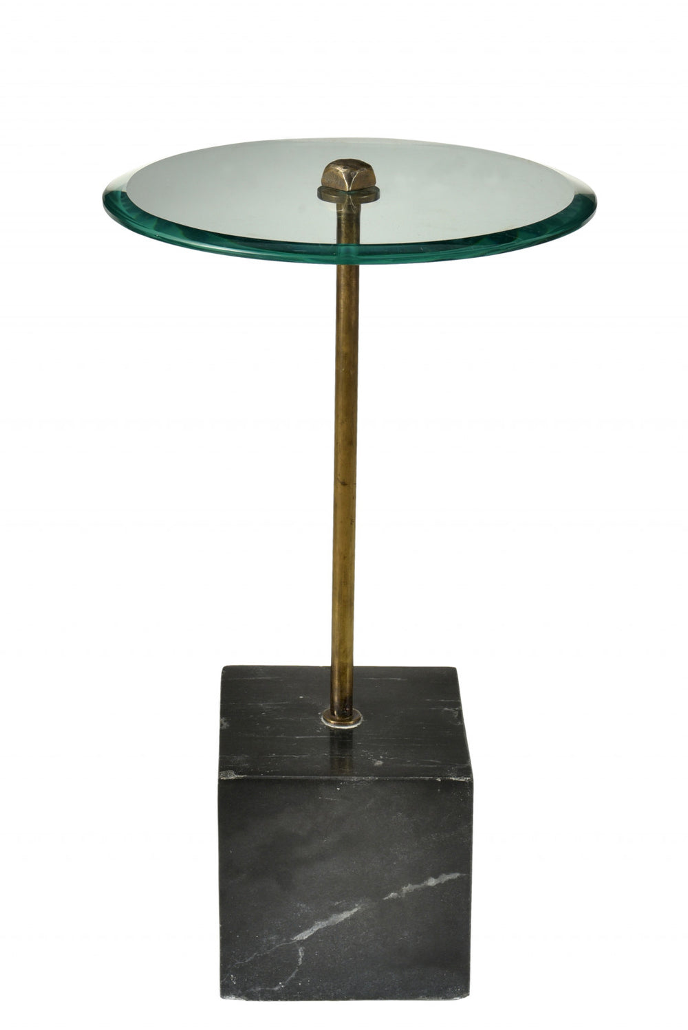 22" Black And Clear Glass Round End Table - Homeroots