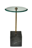 22" Black And Clear Glass Round End Table - Homeroots