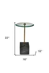 22" Black And Clear Glass Round End Table - Homeroots - Flyclothing LLC