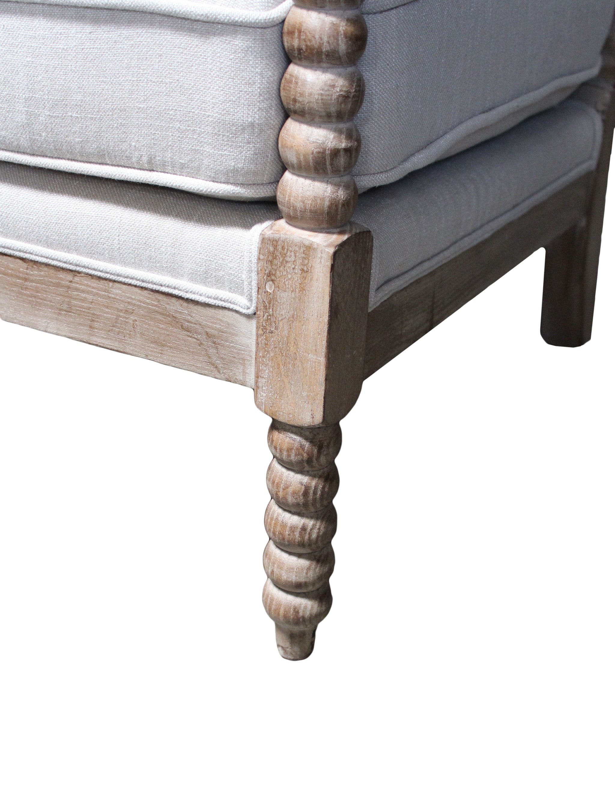 25" Ivory Cushion And Natural Beaded Arm Chair - Homeroots - Flyclothing LLC