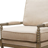 25" Ivory Cushion And Natural Beaded Arm Chair - Homeroots - Flyclothing LLC