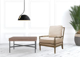 25" Ivory Cushion And Natural Beaded Arm Chair - Homeroots