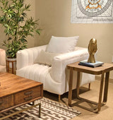 37" Ivory Velvet And Gold Solid Color Lounge Chair - Homeroots - Flyclothing LLC