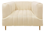 37" Ivory Velvet And Gold Solid Color Lounge Chair - Homeroots - Flyclothing LLC