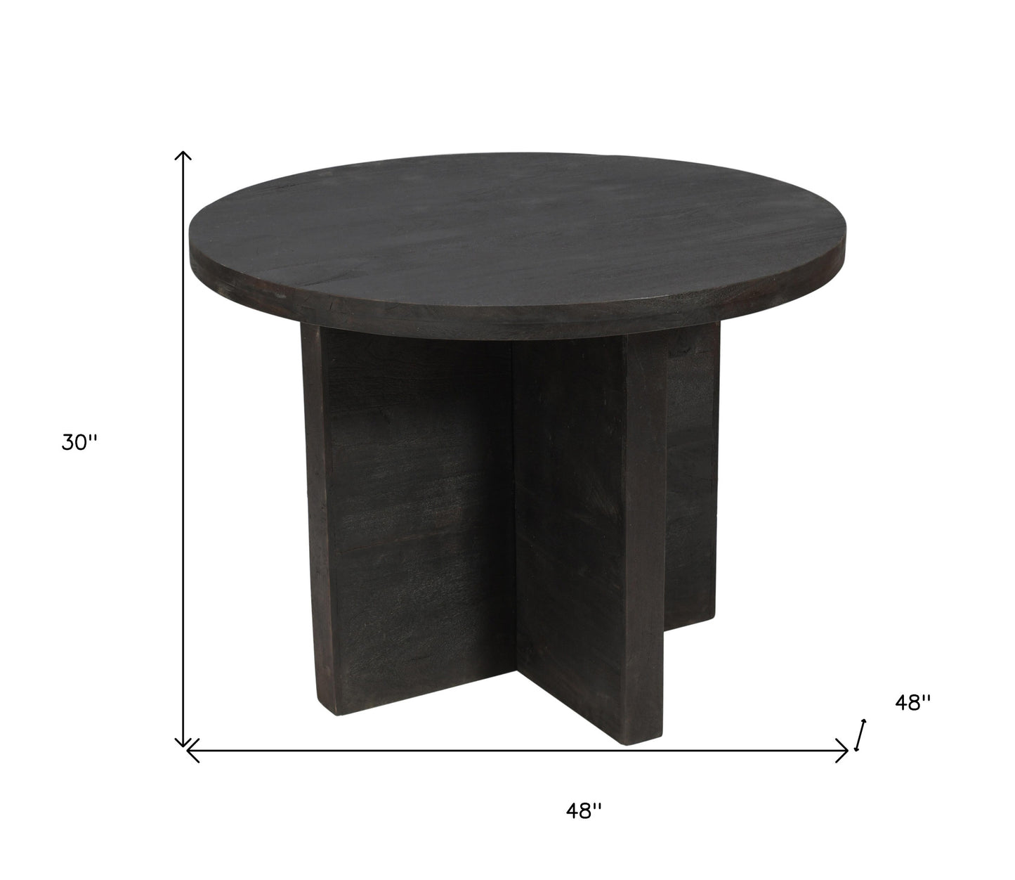 48" Deep Taupe Rounded Solid Wood Pedestal Base Dining Table - Homeroots - Flyclothing LLC