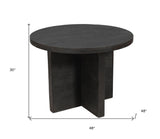 48" Deep Taupe Rounded Solid Wood Pedestal Base Dining Table - Homeroots - Flyclothing LLC