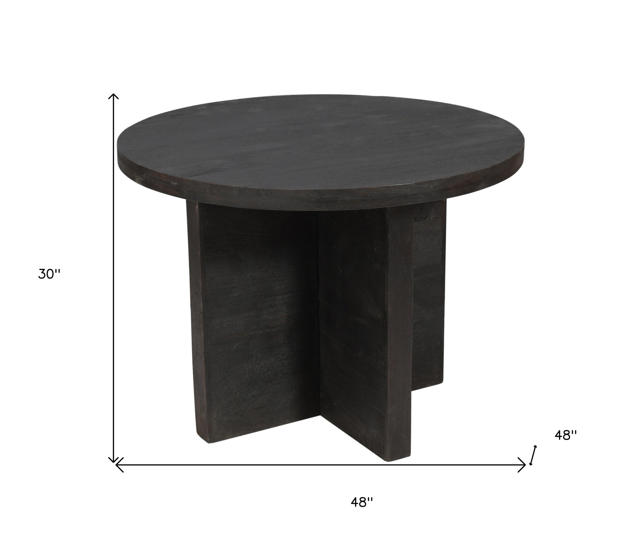 48" Deep Taupe Rounded Solid Wood Pedestal Base Dining Table - Homeroots - Flyclothing LLC