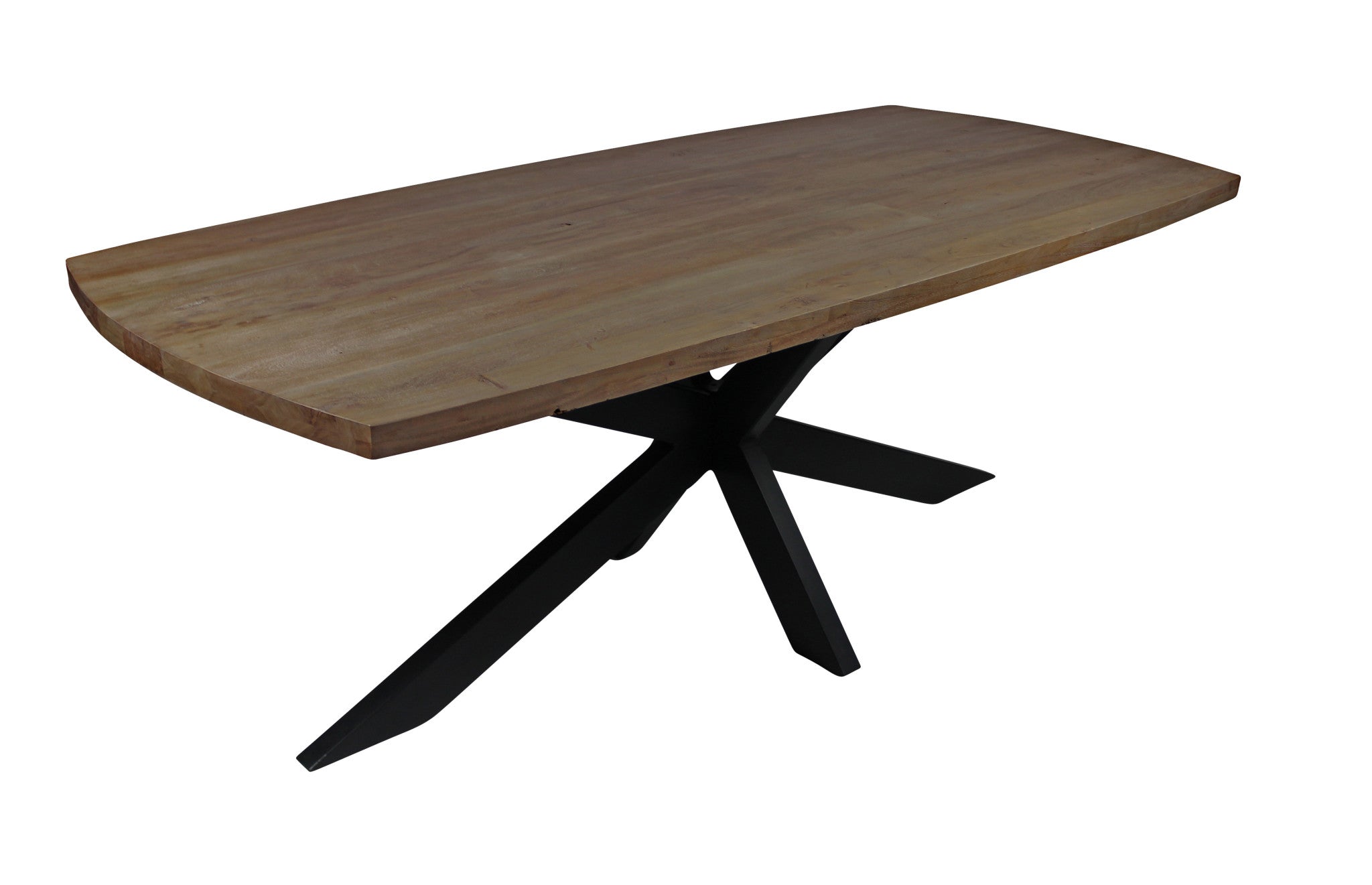 82" Natural And Black Solid Wood And Iron Pedestal Base Dining Table - Homeroots - Flyclothing LLC