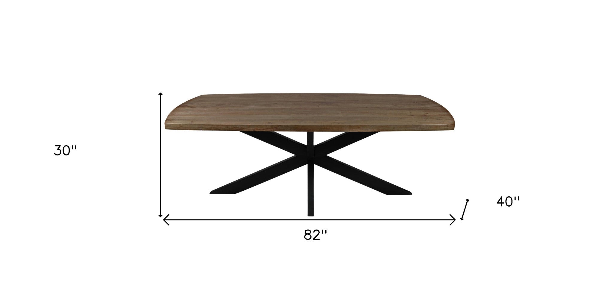82" Natural And Black Solid Wood And Iron Pedestal Base Dining Table - Homeroots - Flyclothing LLC
