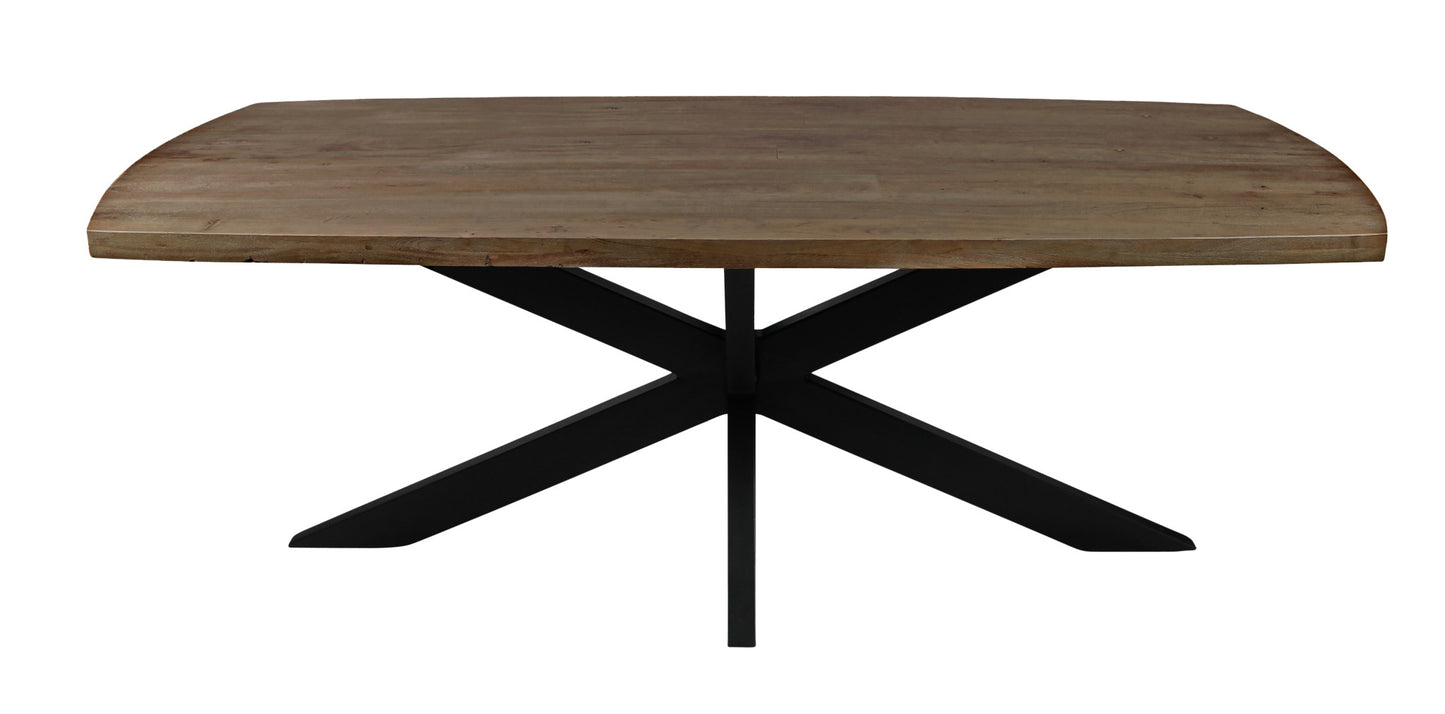82" Natural And Black Solid Wood And Iron Pedestal Base Dining Table - Homeroots - Flyclothing LLC