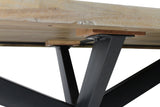 82" Natural And Black Solid Wood And Iron Pedestal Base Dining Table - Homeroots - Flyclothing LLC