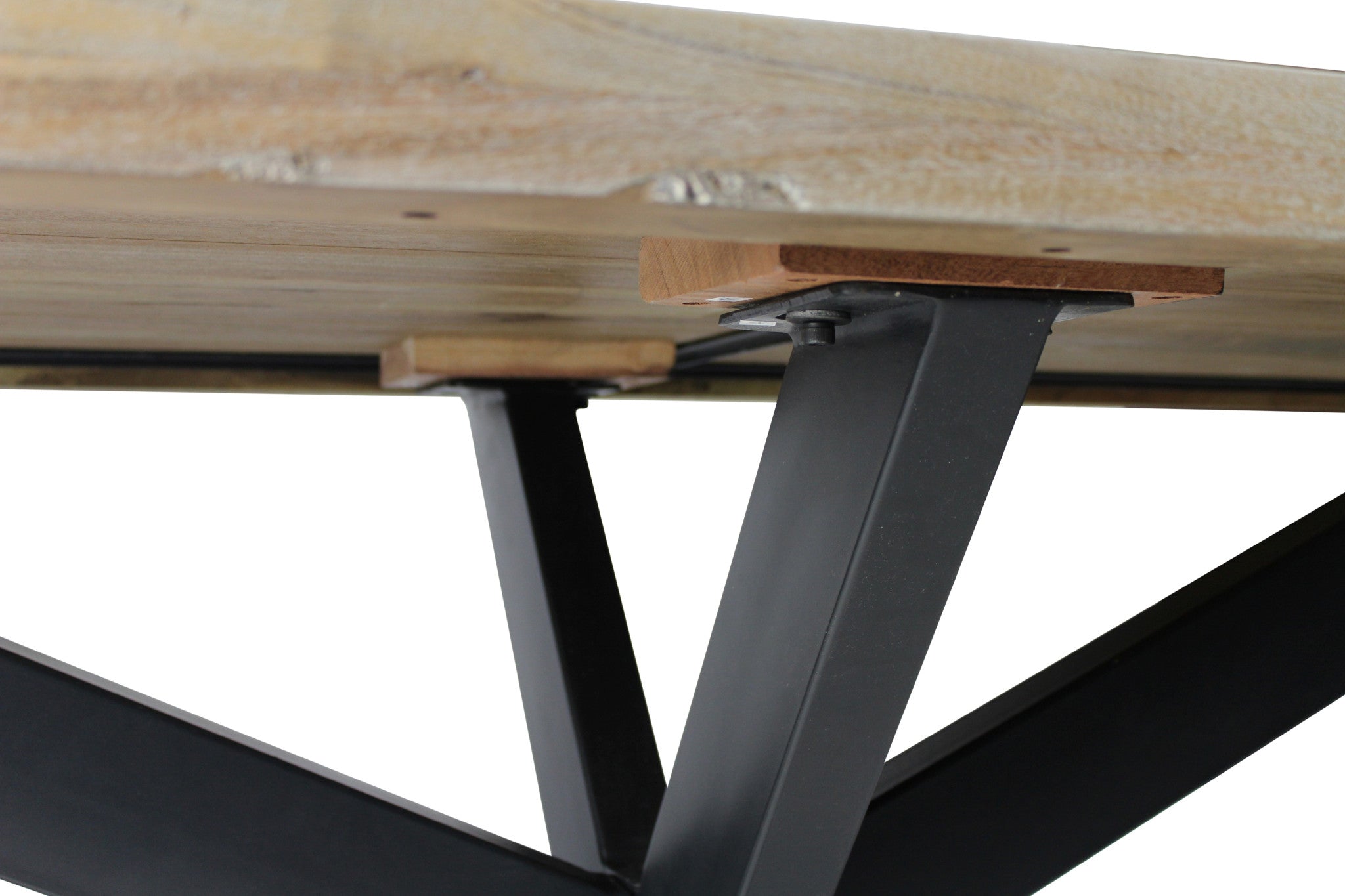 82" Natural And Black Solid Wood And Iron Pedestal Base Dining Table - Homeroots - Flyclothing LLC
